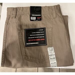 NWT Weatherproof Men's Pants 100% Cotton Rugged Canvas Size 36 x 30 Khaki